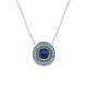 Sterling silver 925°. Round pendant with blue CZ