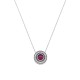 Sterling silver 925°. Round pendant with red CZ