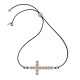 Sterling silver 925°. Sideways cross with stones on cord