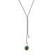 Sterling silver 925°. Malachite and bead tie-necklace