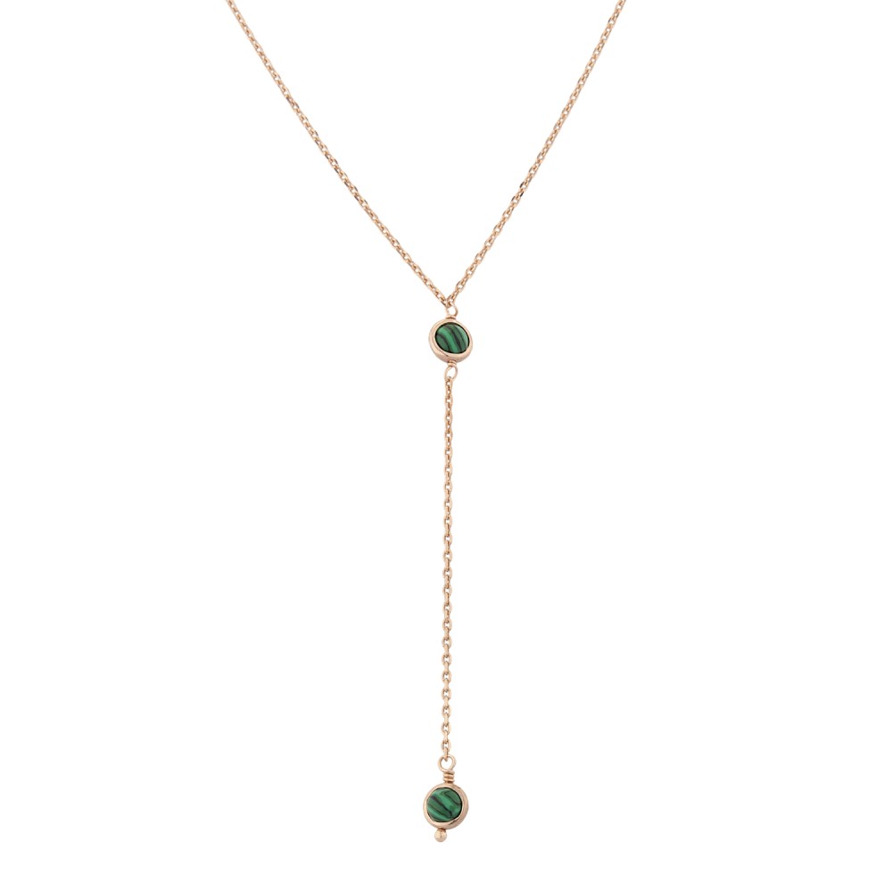 Sterling silver 925°. Malachite Y-necklace