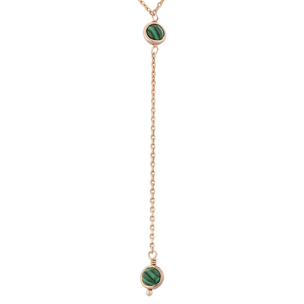 Sterling silver 925°. Malachite Y-necklace