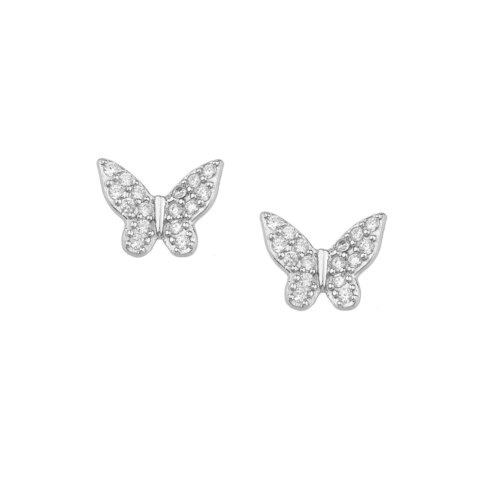Sterling silver 925°. Butterfly studs with CZ
