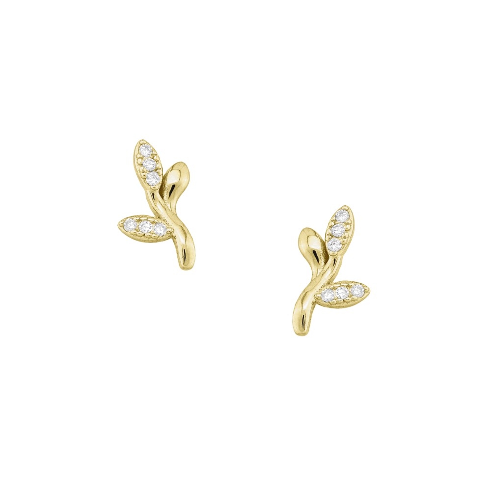Sterling silver 925°. Leaf and twig studs