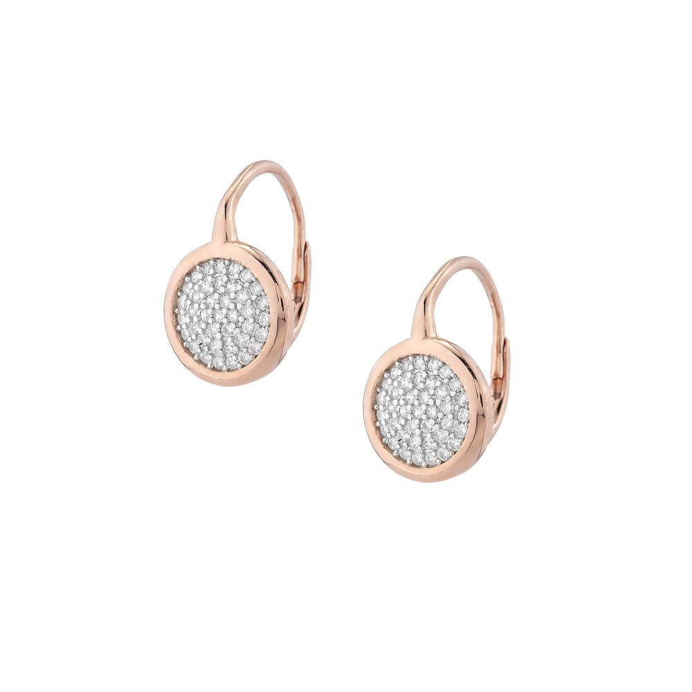 Sterling silver 925°. Solid circle earrings with CZ