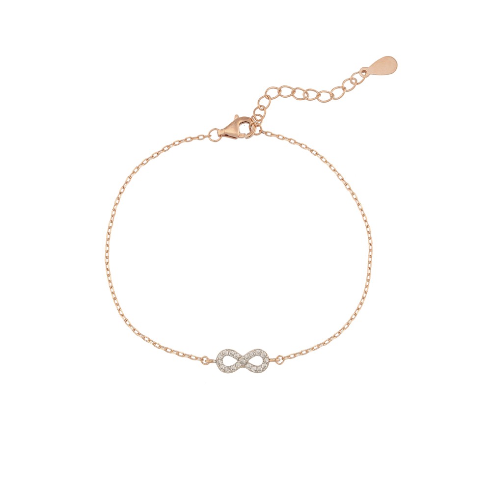 Sterling silver 925°. Infinity with CZ on chain bracelet