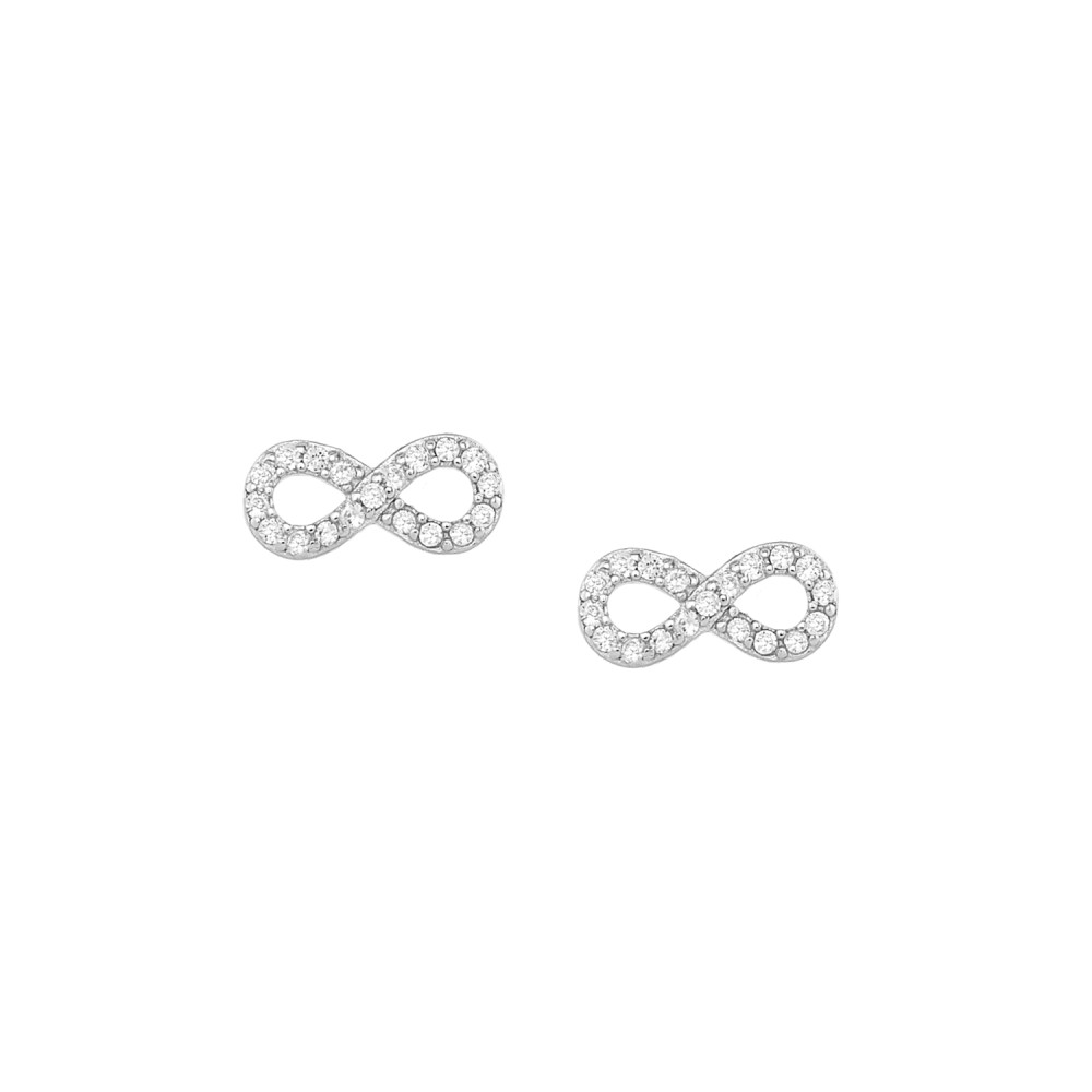 Σκουλαρίκια στικ σχέδιο Infinity με πέτρες ζιργκόν από επιπλατινωμένο ασήμι 925°