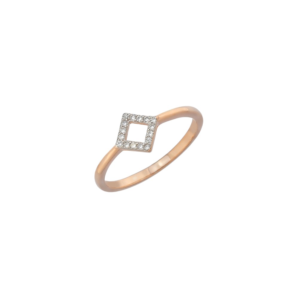 Sterling silver 925°. Rhombus ring with CZ