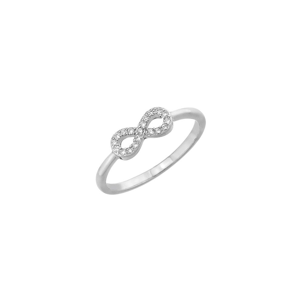 Δαχτυλίδι σχέδιο Infinity με πέτρες ζιργκόν από επιπλατινωμένο ασήμι 925°