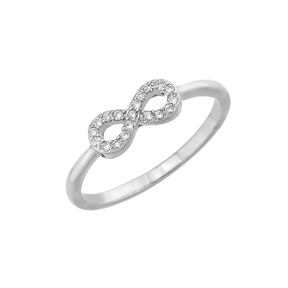 Δαχτυλίδι σχέδιο Infinity με πέτρες ζιργκόν από επιπλατινωμένο ασήμι 925°