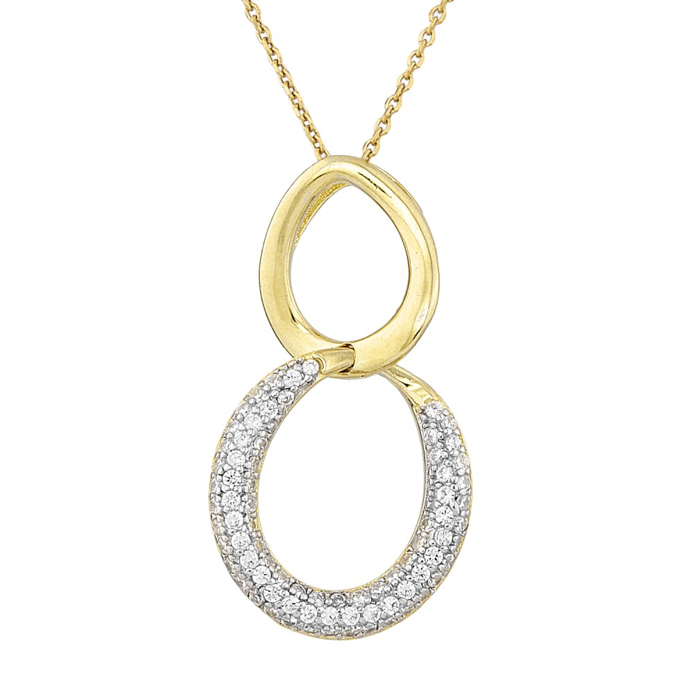 Sterling silver 925°. Double loop pendant with CZ