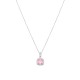 Sterling silver 925°. Square, pink solitaire necklace