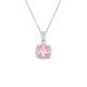 Sterling silver 925°. Square, pink solitaire necklace