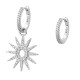 Sterling silver 925°. Starburst drop earrings on hoops