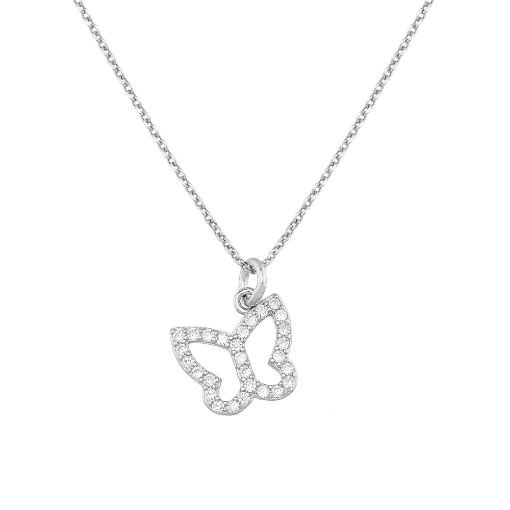 Sterling silver 925°. Butterfly on chain necklace