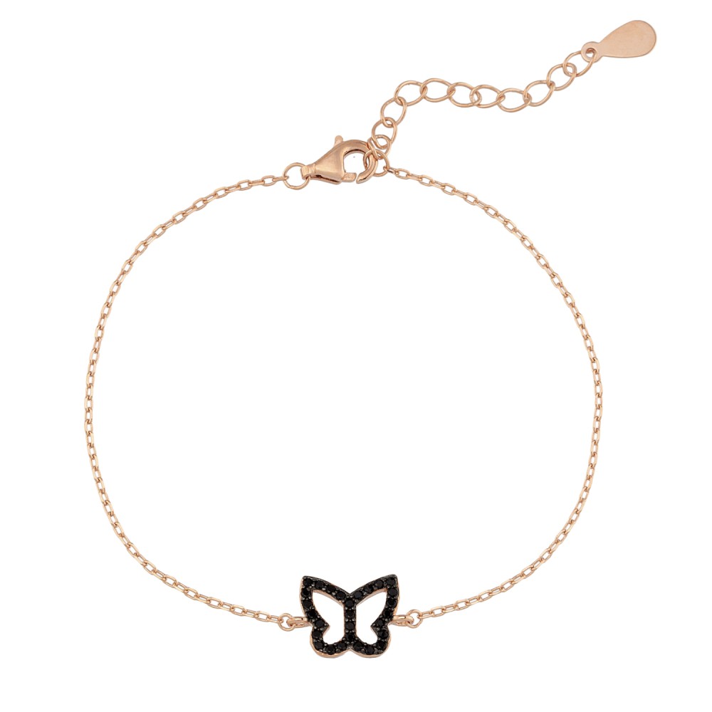 Sterling silver 925°. Butterfly on chain bracelet