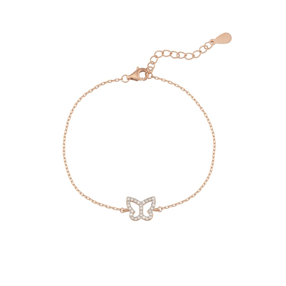 Sterling silver 925°. Butterfly on chain bracelet