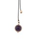 Sterling silver 925°. Amethyst and bead tie-necklace