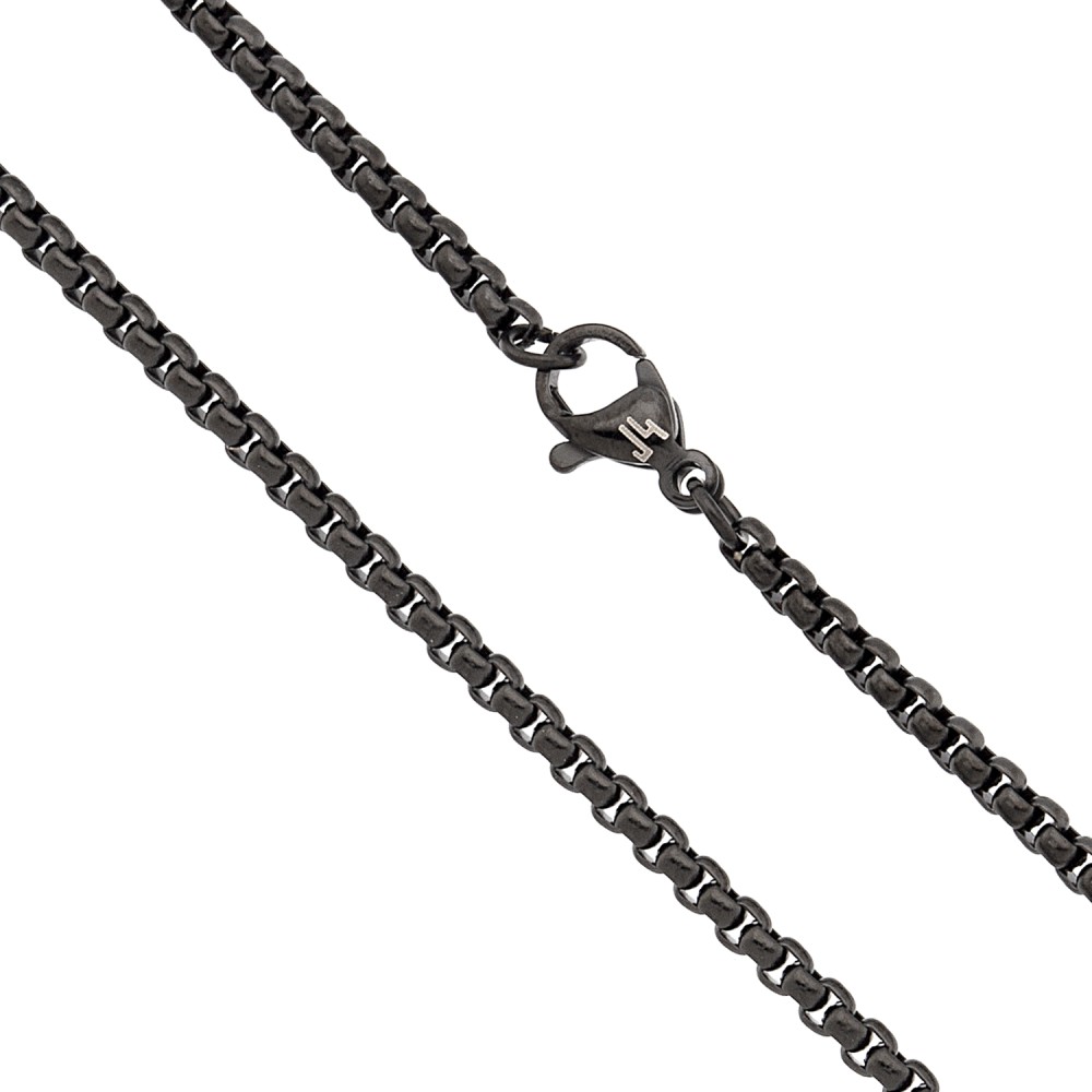 Stainless steel. Black plated chain