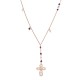 Sterling silver 925°. Y-necklace with cross and beads