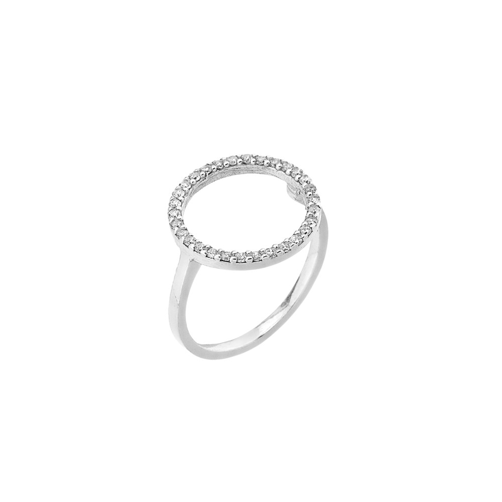 Sterling silver 925°. Open circle ring with CZ