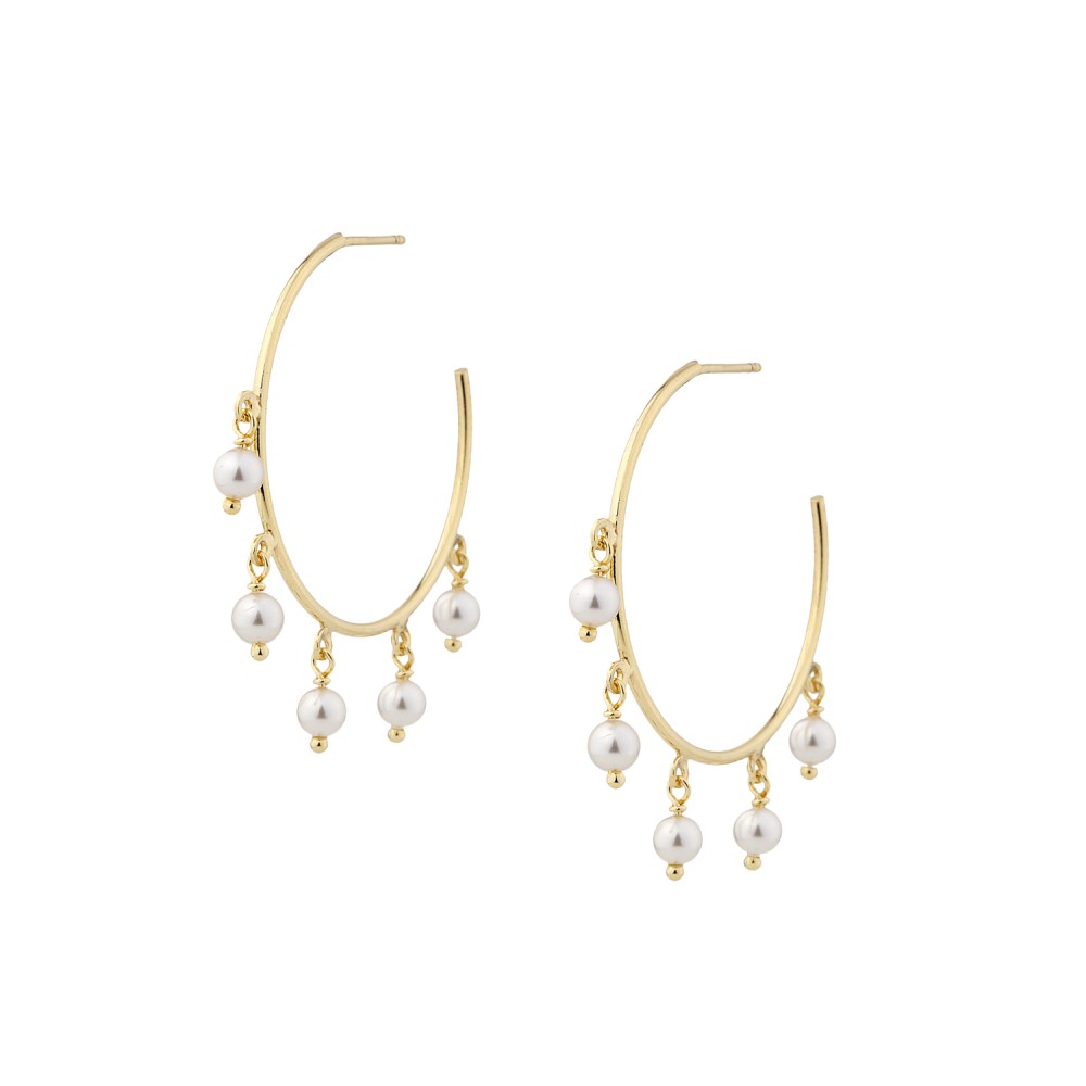 Sterling silver 925°. Hoops with drop pearls