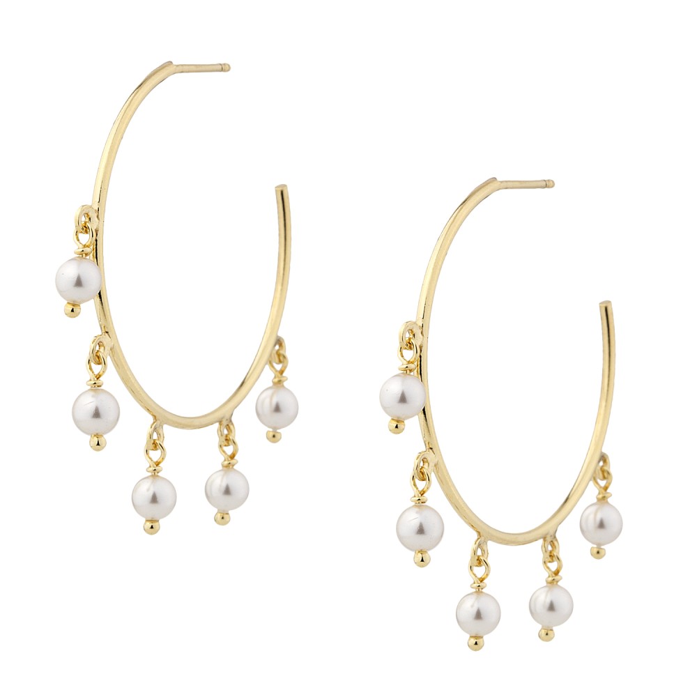 Sterling silver 925°. Hoops with drop pearls