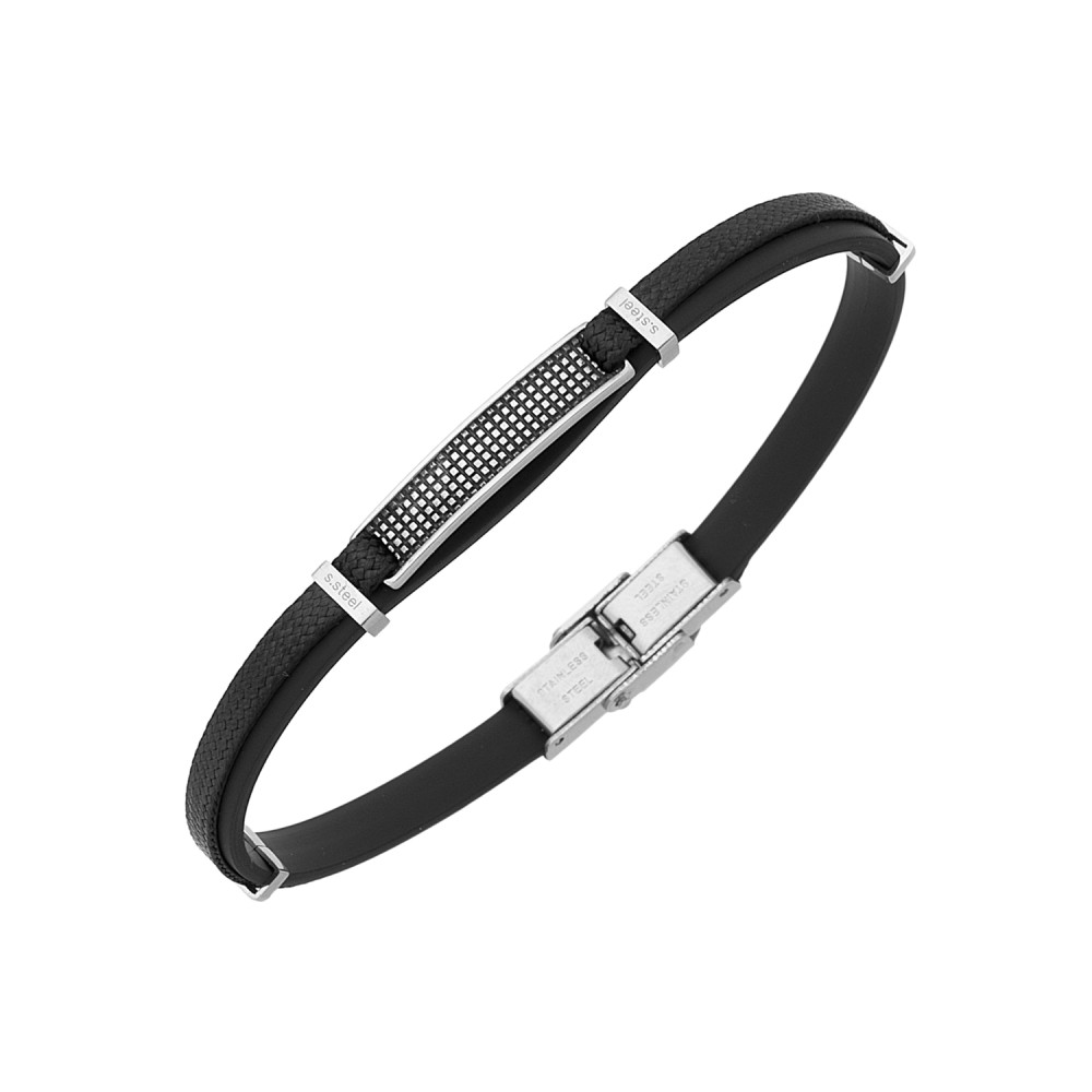 Stainless steel. Rubber & cord ID bracelet