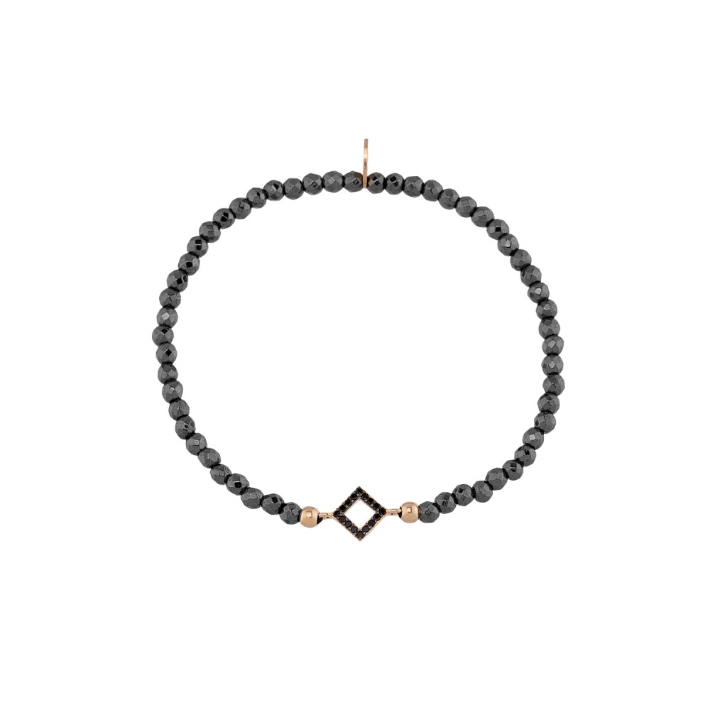 Sterling silver 925°. Hematite open rhombus bracelet
