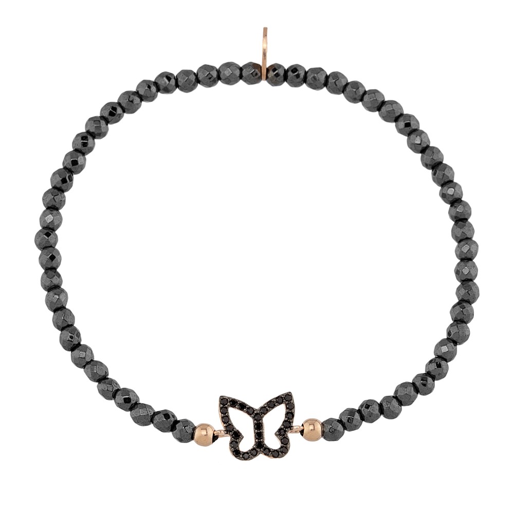 Sterling silver 925°. Hematite butterfly bracelet