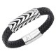 Stainless steel. Braided leather bracelet