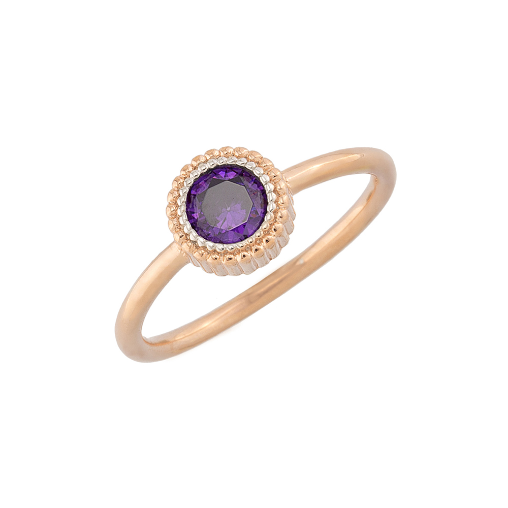 Sterling silver 925°.  Round, purple ring