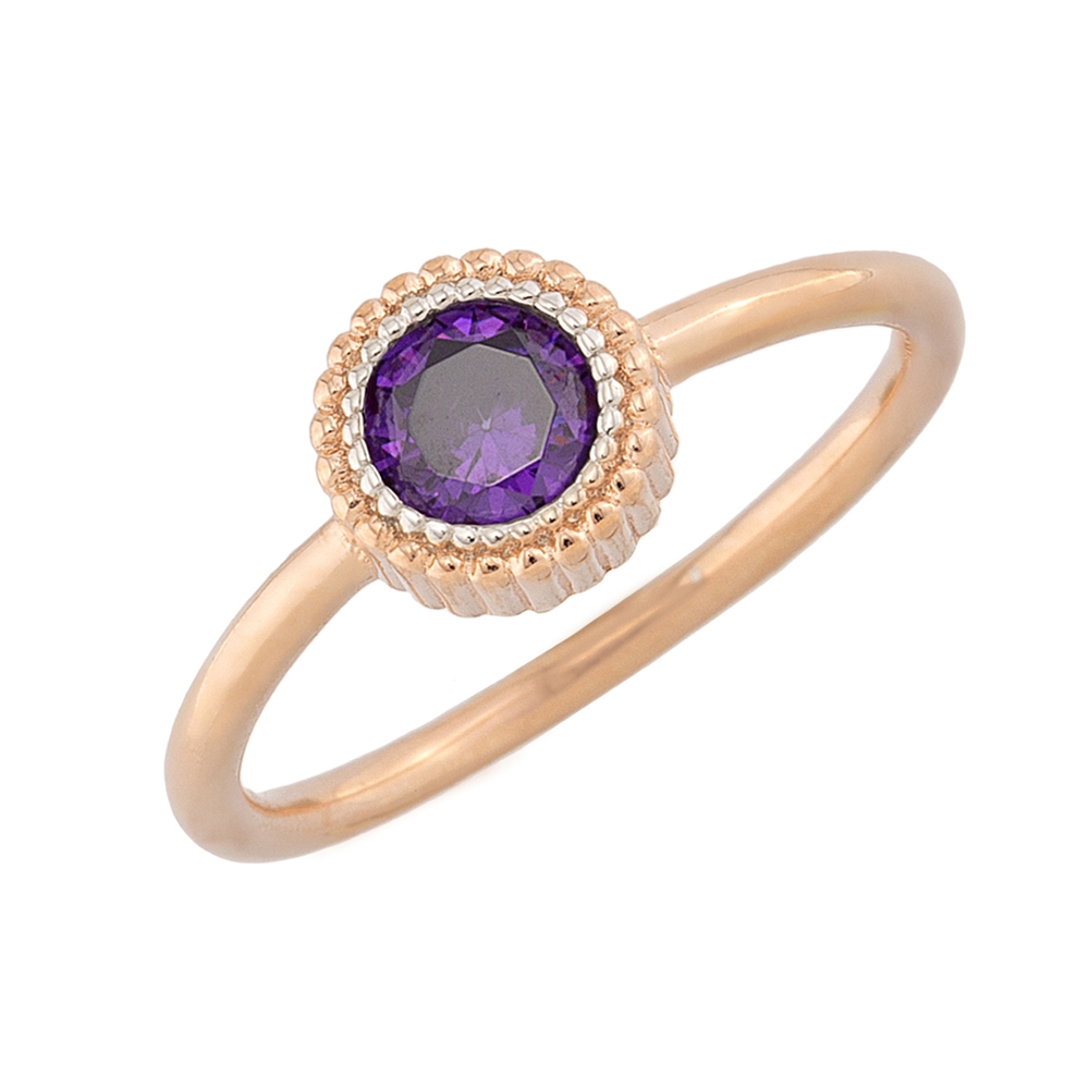 Sterling silver 925°.  Round, purple ring