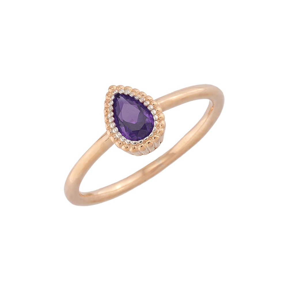 Sterling silver 925°. Purple, teardrop ring