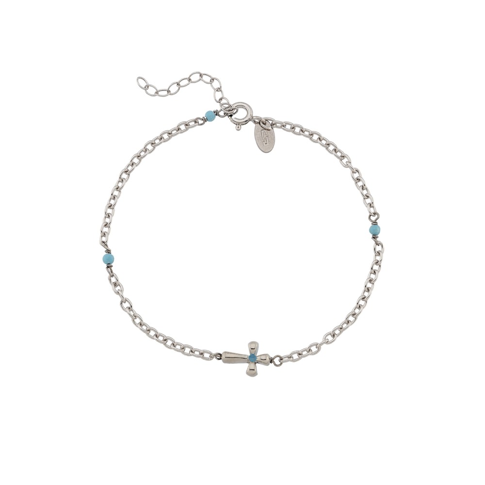 Sterling silver 925°. Chain bracelet with sideways cross