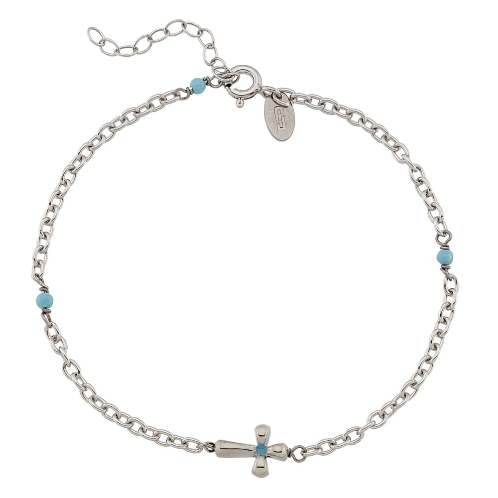 Sterling silver 925°. Chain bracelet with sideways cross