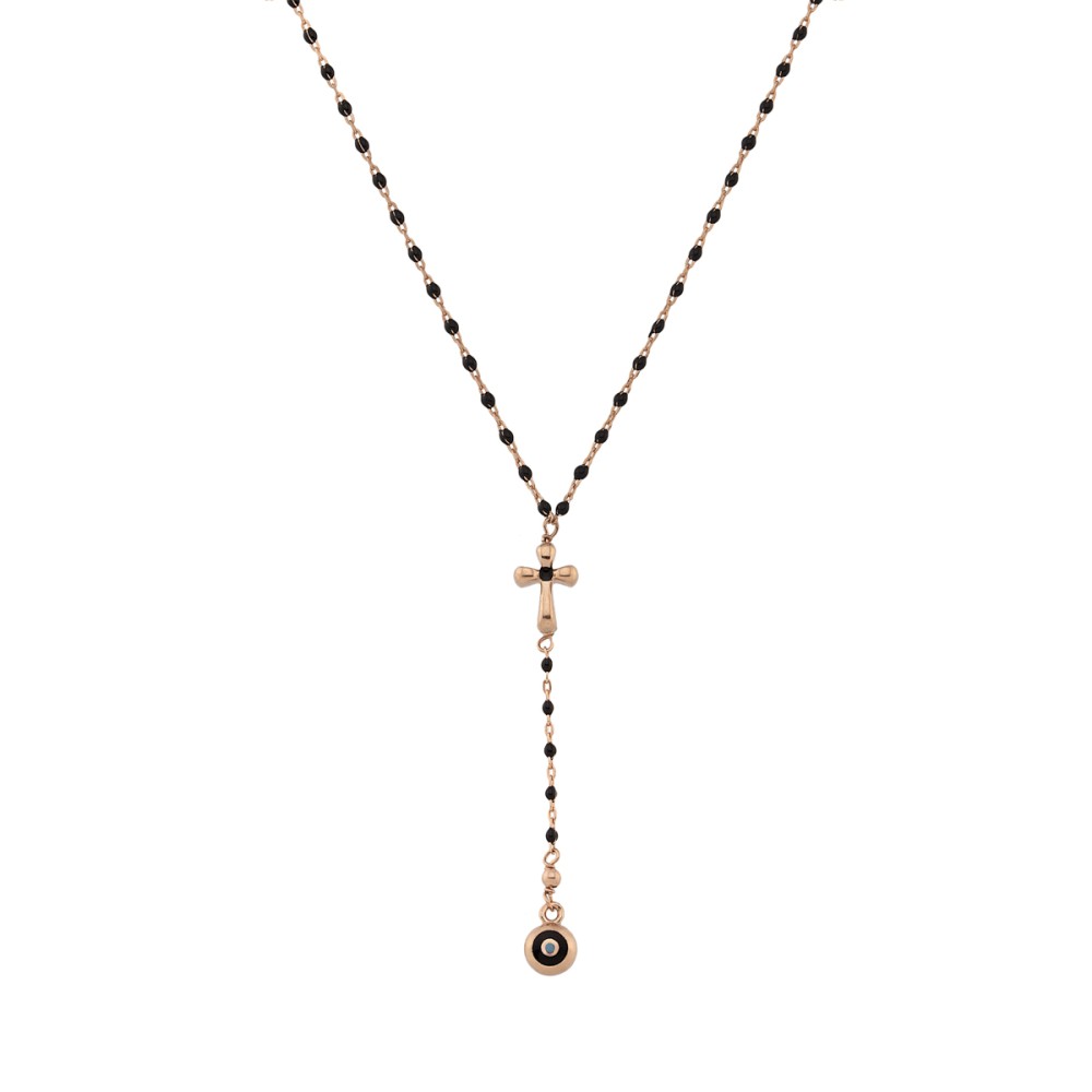 Sterling silver 925°.  Y- style cross & mati necklace