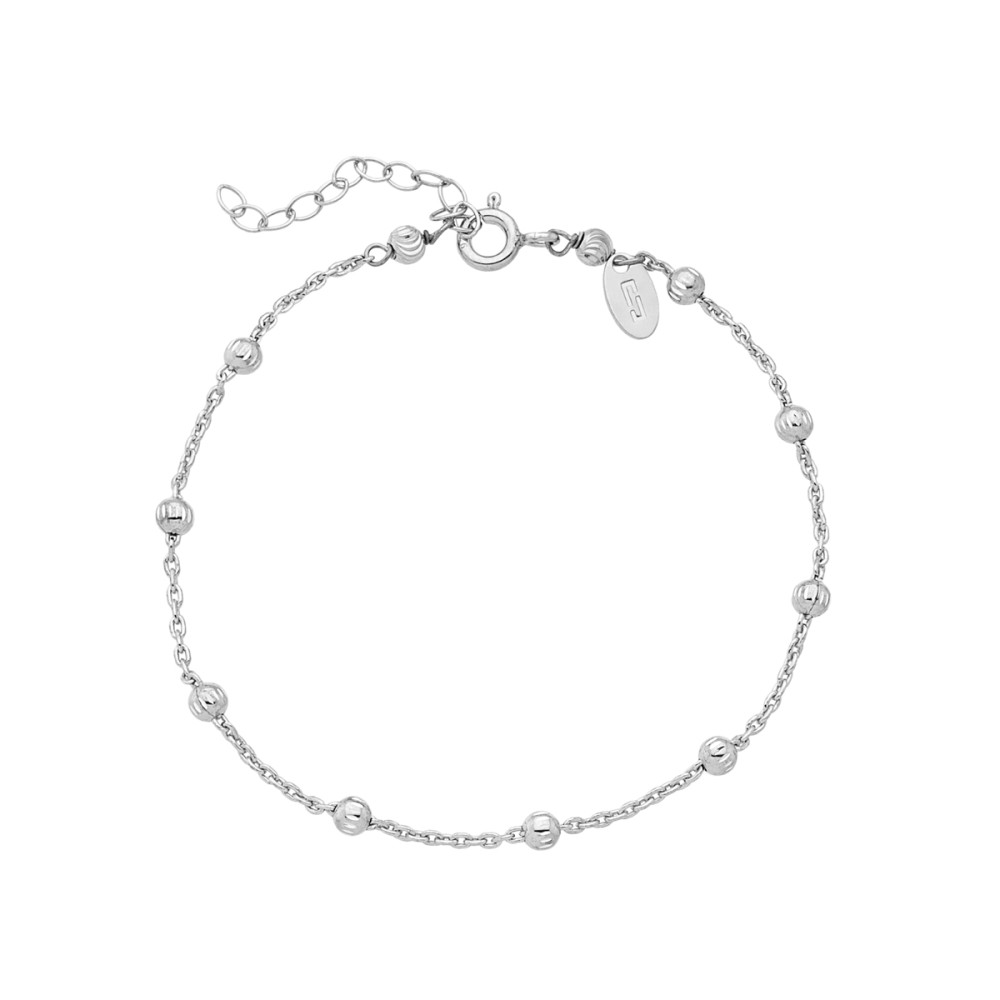 Sterling silver 925°. Bracelet with diamond laser cut beads