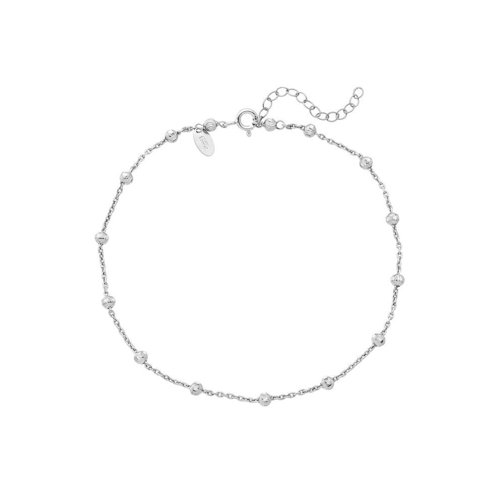 Sterling silver 925°. Anklet with diamond laser cut beads