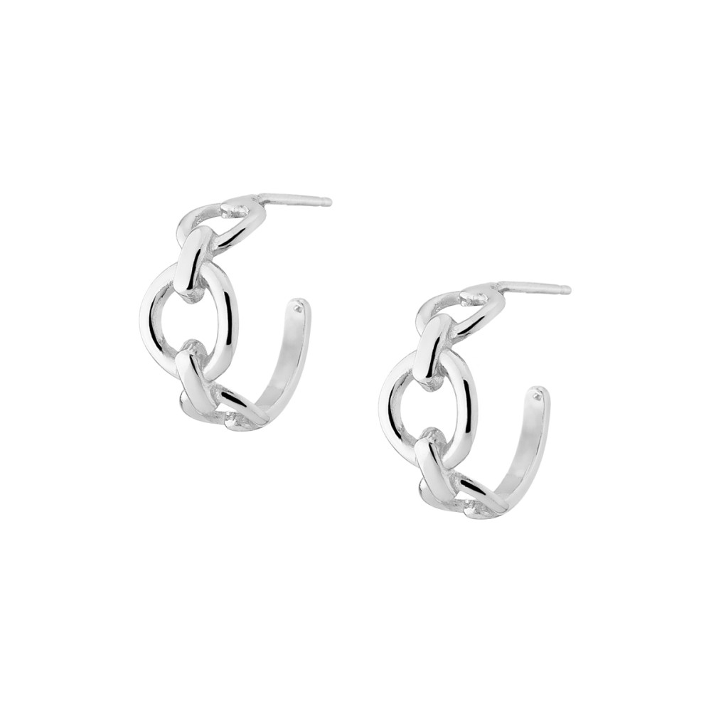Sterling silver 925°. Open hoop, round links earrings