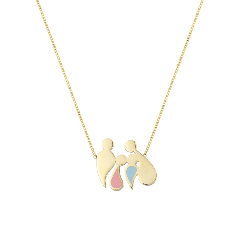 14kt Gold. Abstract family pendant 