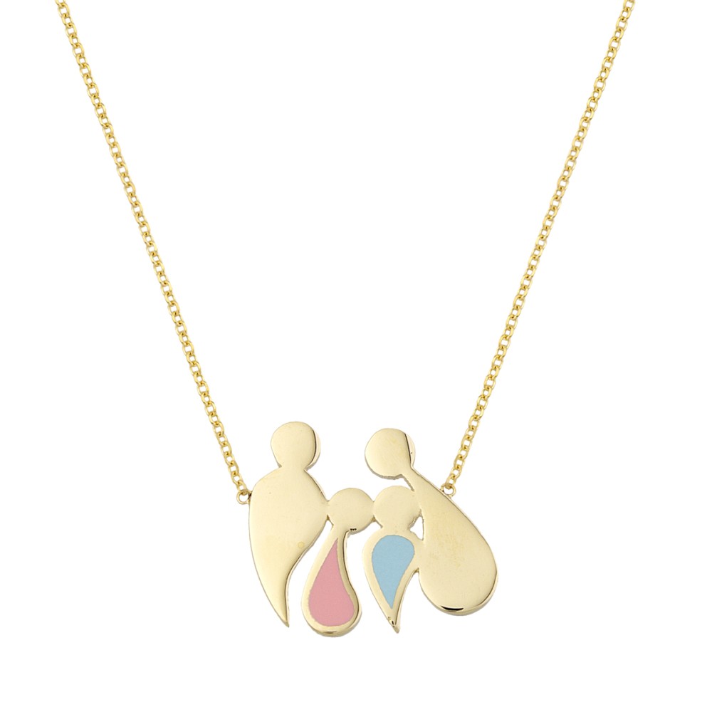 14kt Gold. Abstract family pendant