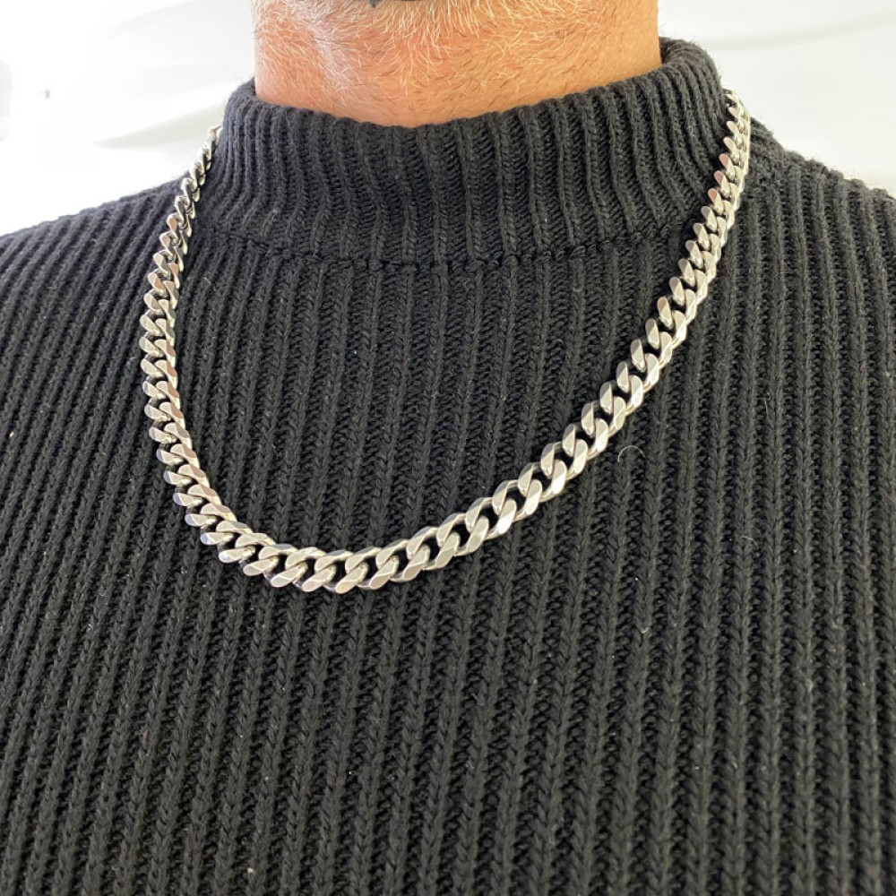 Stainless Steel . Unisex Gourmet chain necklace