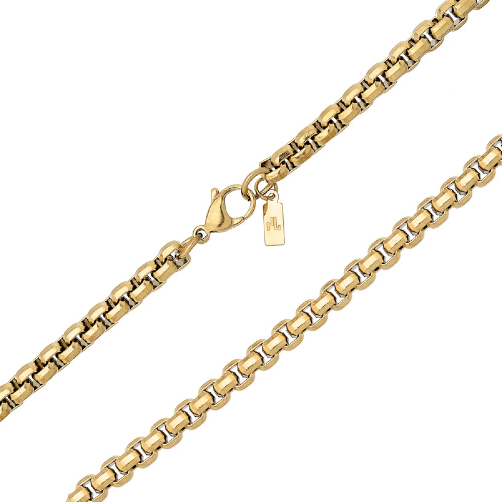 Αλυσίδα unisex 65cm box chain χοντρή από ανοξείδωτο ατσάλι Gold ip 