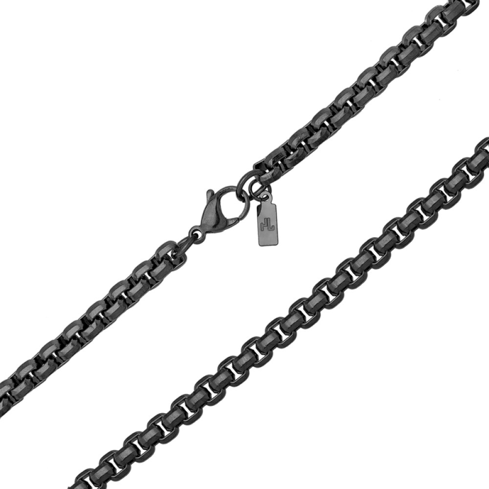 Αλυσίδα unisex 65cm box chain χοντρή από ανοξείδωτο ατσάλι Black ip 