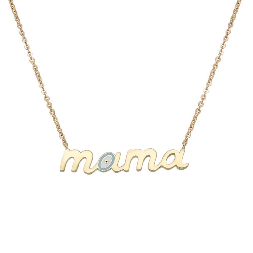 Gold 9ct. Mama enamel necklace