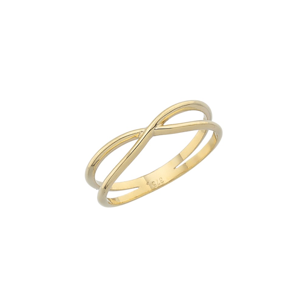 Gold 9ct. Criss-cross ring