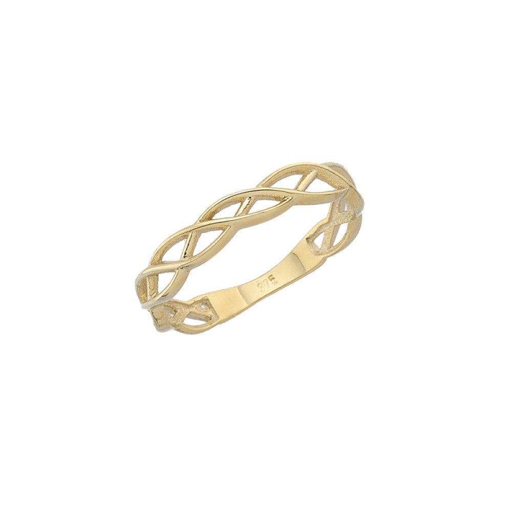 Gold 9ct. Crossover weave ring