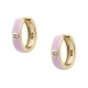 Sterling silver 925°. Pink enamel hoops with CZ