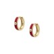 Sterling silver 925°. Red enamel hoops with CZ